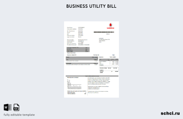 цифровая загрузка шаблона счета за телекоммуникационные услуги Vodafone